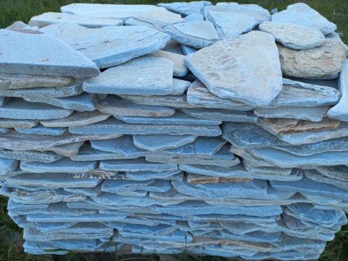 Плитняк златолит зелёный галтованный для цоколя купить в Сахалине